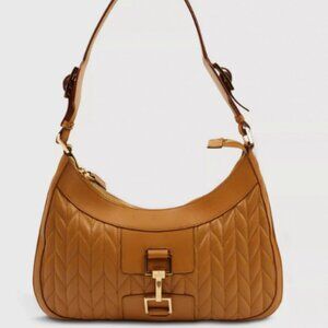 Gucci Camel Lambskin Leather Hobo Handbag